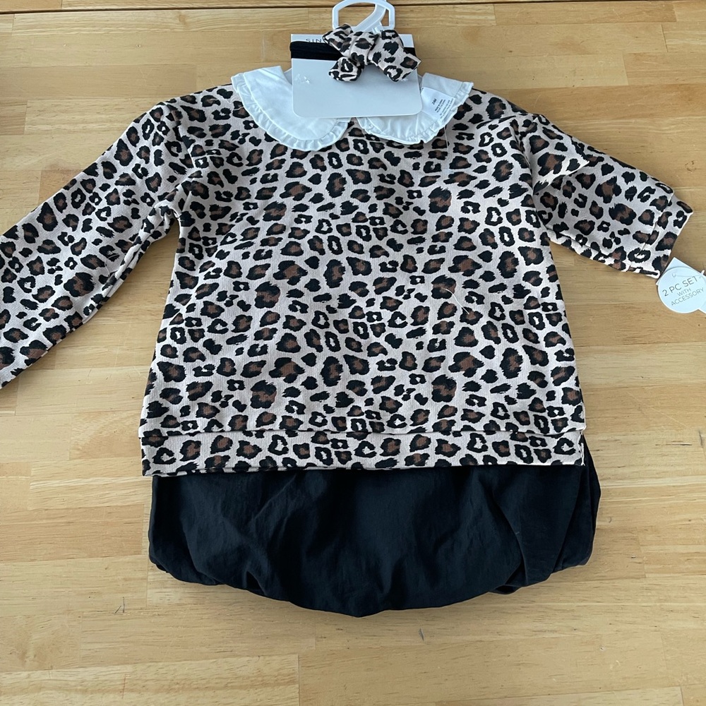 Sincerely Jules Leopard Outfit Bubble Skirt & Headband 24 Months